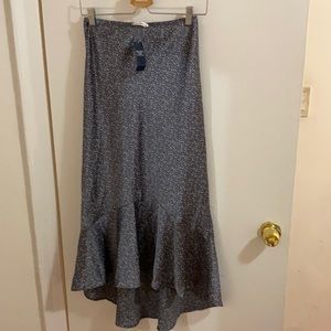 Satin Blue Floral Skirt